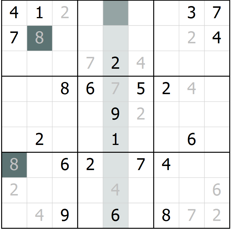 Position des candidats pour la solution de la Gr 19 page 22 du magazine de sudoku Extrême n° 042