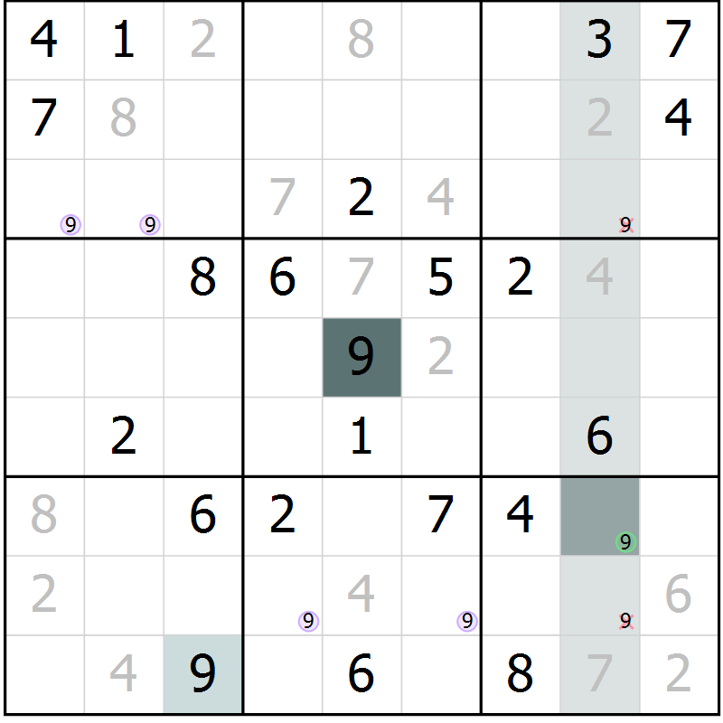 Position des candidats pour la solution de la Gr 19 page 22 du magazine de sudoku Extrême n° 042