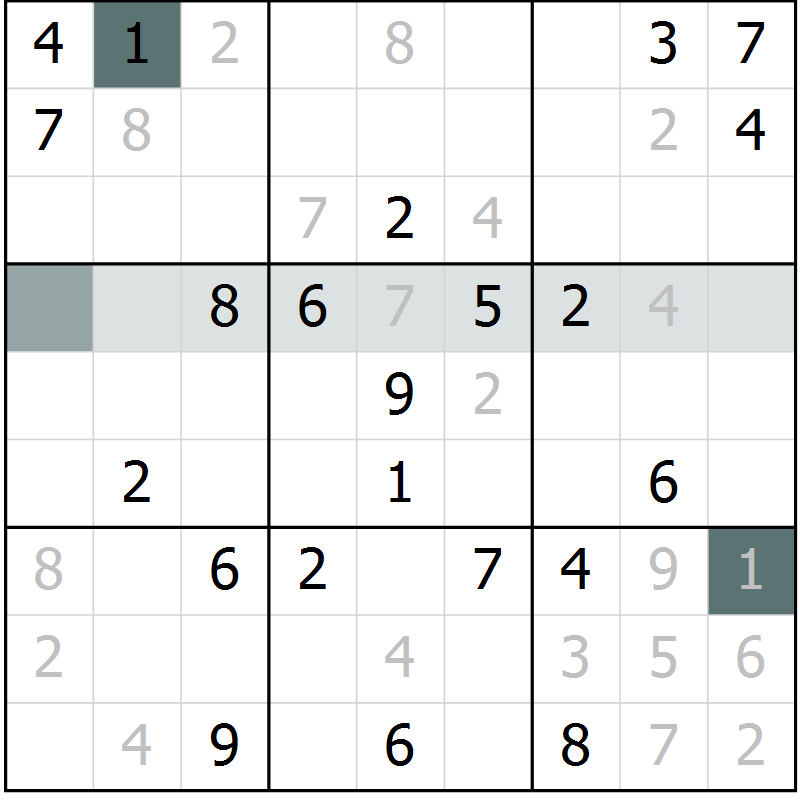 Position des candidats pour la solution de la Gr 19 page 22 du magazine de sudoku Extrême n° 042