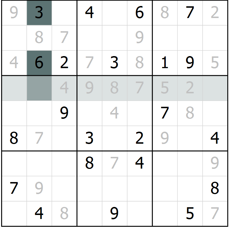 Position des candidats pour la solution de la Gr 2 page 5 du magazine de sudoku Extrême n° 042