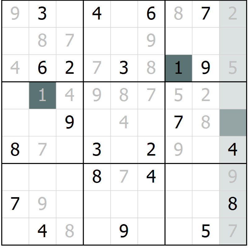 Position des candidats pour la solution de la Gr 2 page 5 du magazine de sudoku Extrême n° 042