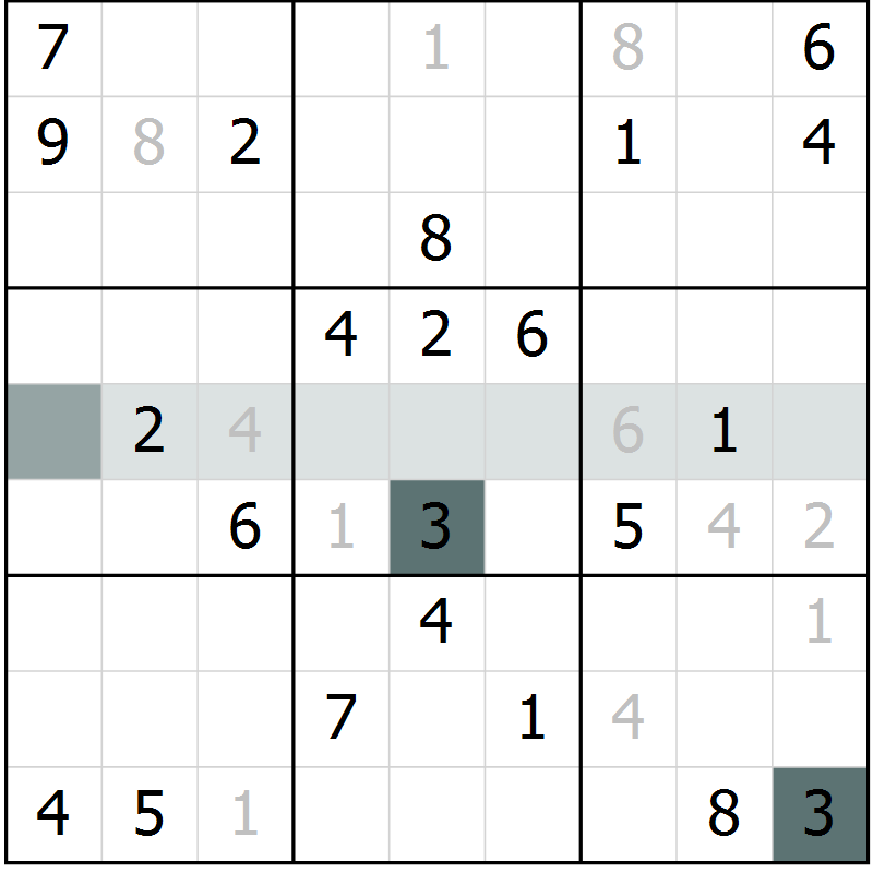Position des candidats pour la solution de la Gr 20 page 23 du magazine de sudoku Extrême n° 042