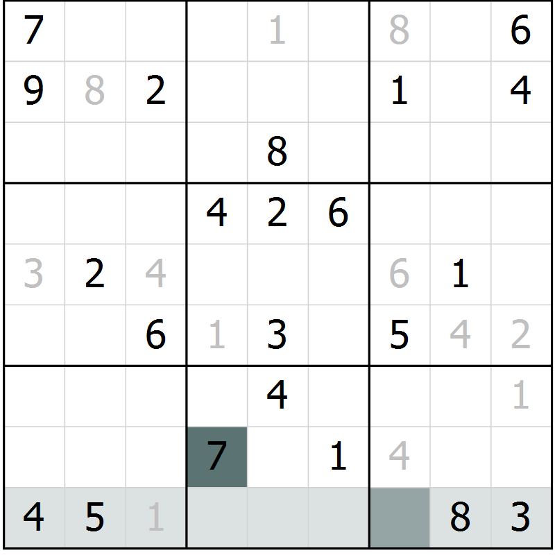 Position des candidats pour la solution de la Gr 20 page 23 du magazine de sudoku Extrême n° 042
