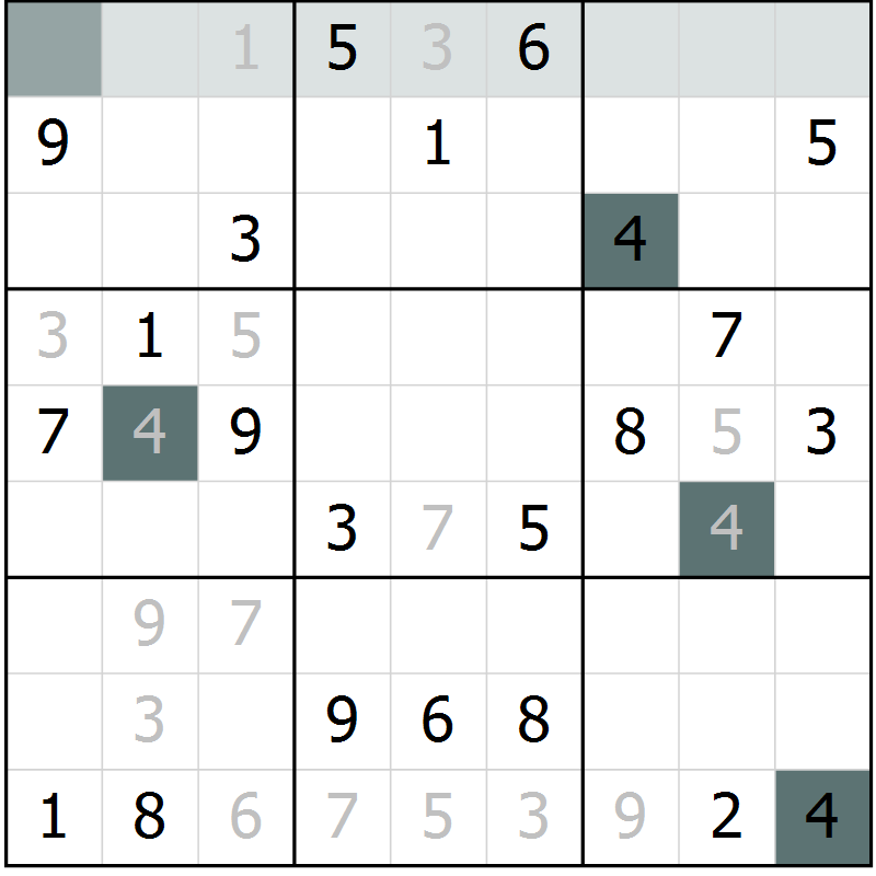 Position des candidats pour la solution de la Gr 21 page 24 du magazine de sudoku Extrême n° 042