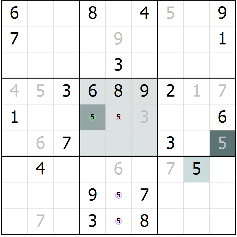 Position des candidats pour la solution de la Gr 22 page 25 du magazine de sudoku Extrême n° 042