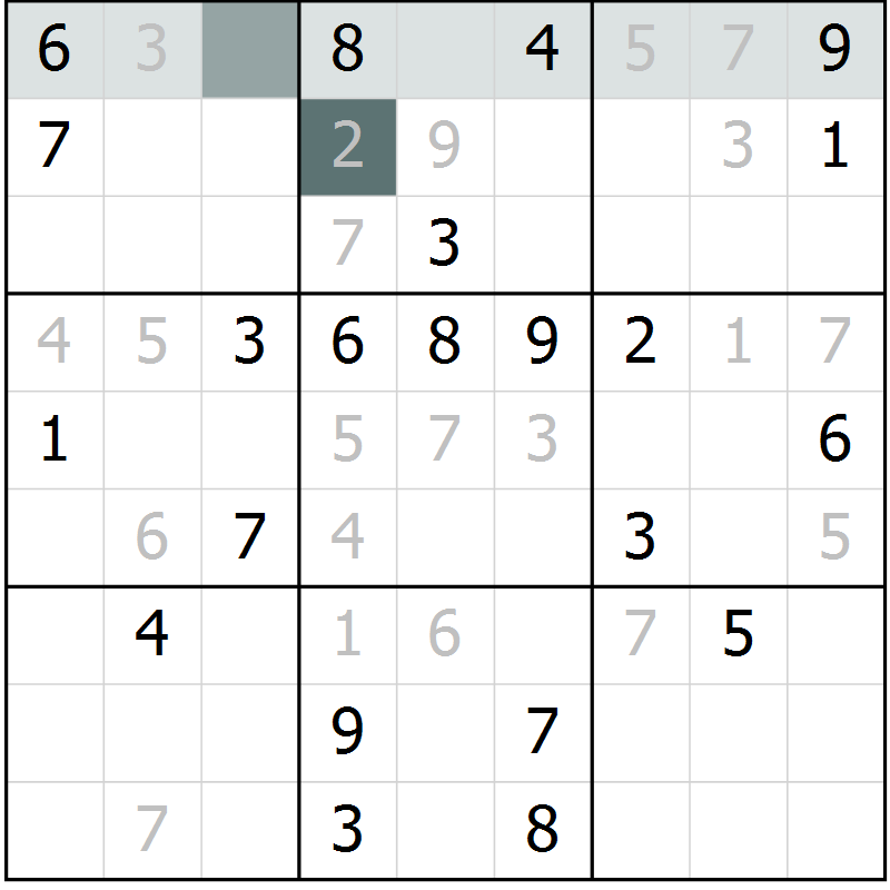 Position des candidats pour la solution de la Gr 22 page 25 du magazine de sudoku Extrême n° 042