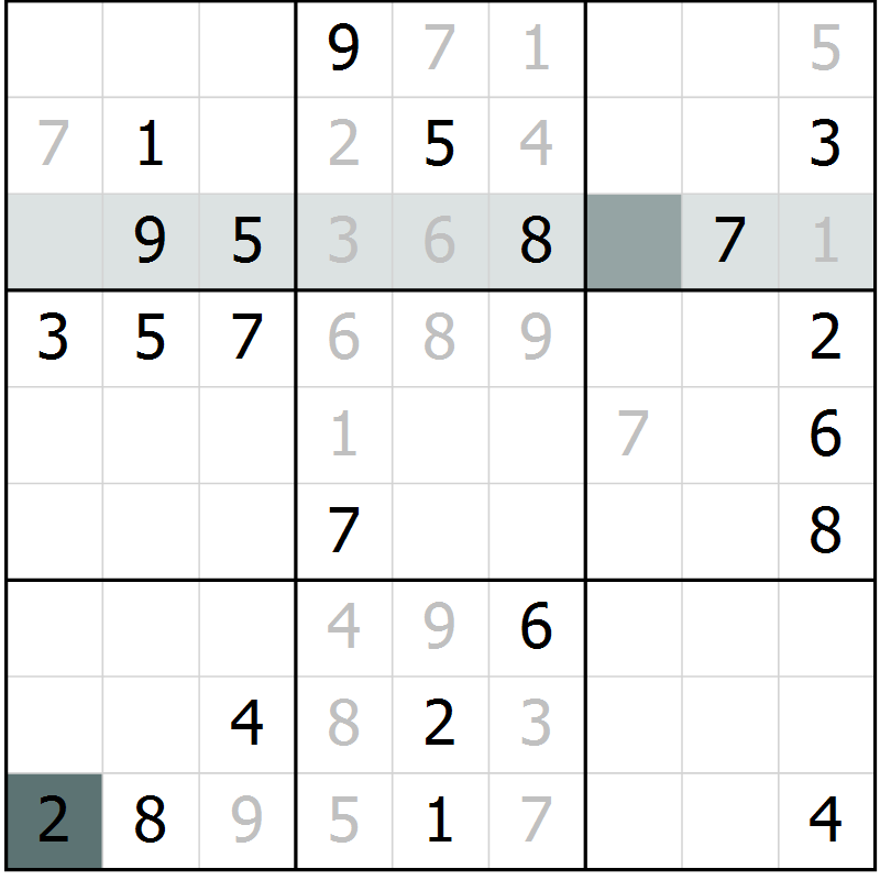 Position des candidats pour la solution de la Gr 23 page 26 du magazine de sudoku Extrême n° 042