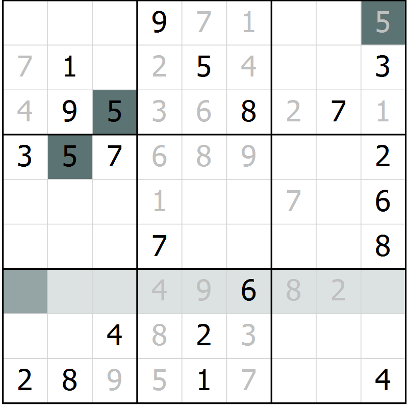 Position des candidats pour la solution de la Gr 23 page 26 du magazine de sudoku Extrême n° 042