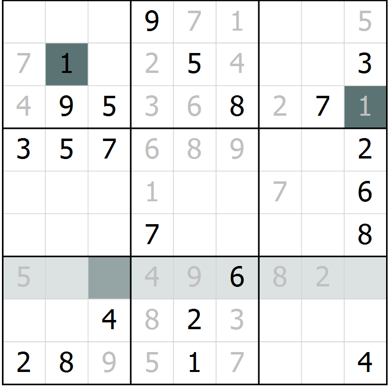 Position des candidats pour la solution de la Gr 23 page 26 du magazine de sudoku Extrême n° 042