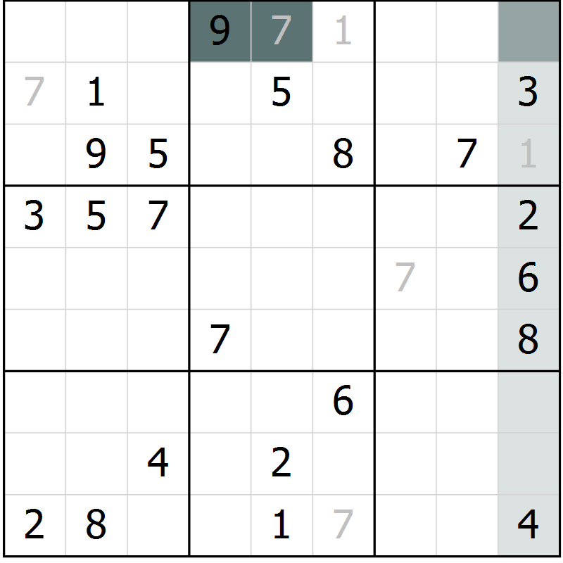Position des candidats pour la solution de la Gr 23 page 26 du magazine de sudoku Extrême n° 042