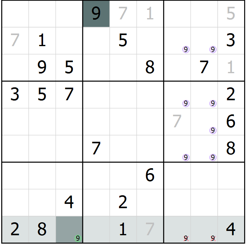 Position des candidats pour la solution de la Gr 23 page 26 du magazine de sudoku Extrême n° 042