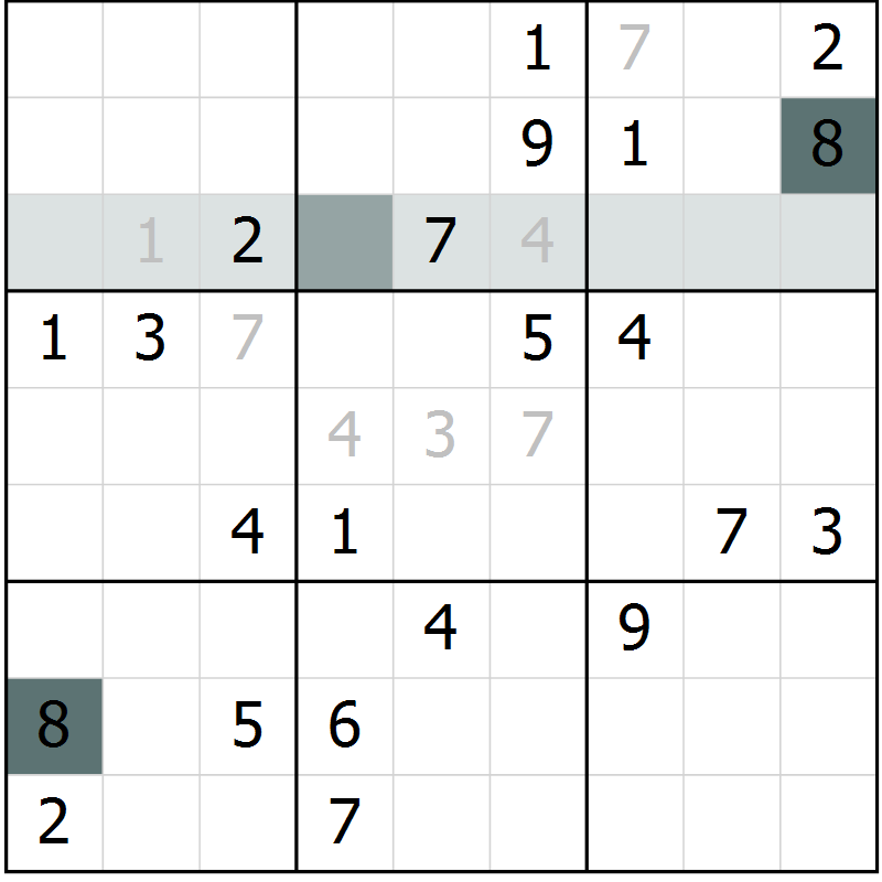 Position des candidats pour la solution de la Gr 24 page 27 du magazine de sudoku Extrême n° 042