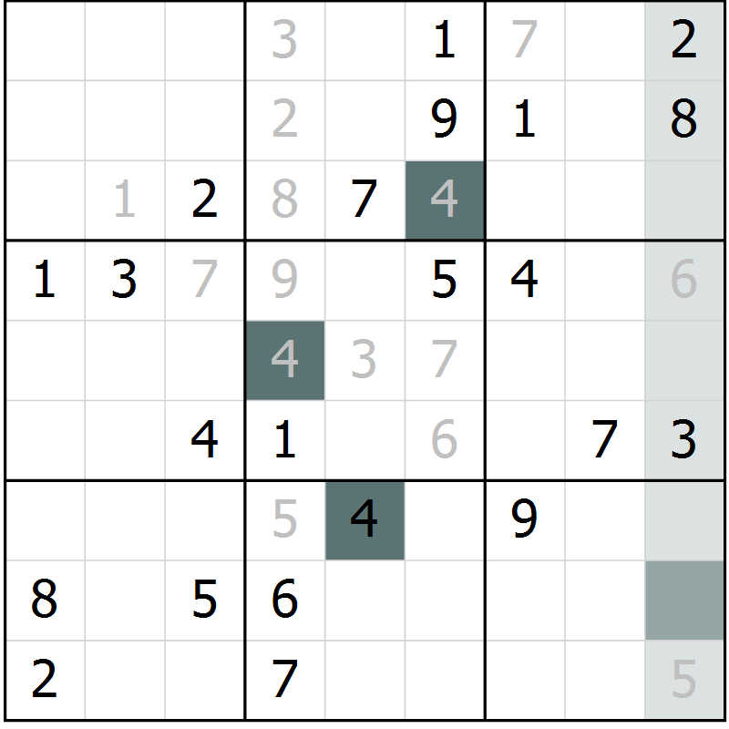 Position des candidats pour la solution de la Gr 24 page 27 du magazine de sudoku Extrême n° 042