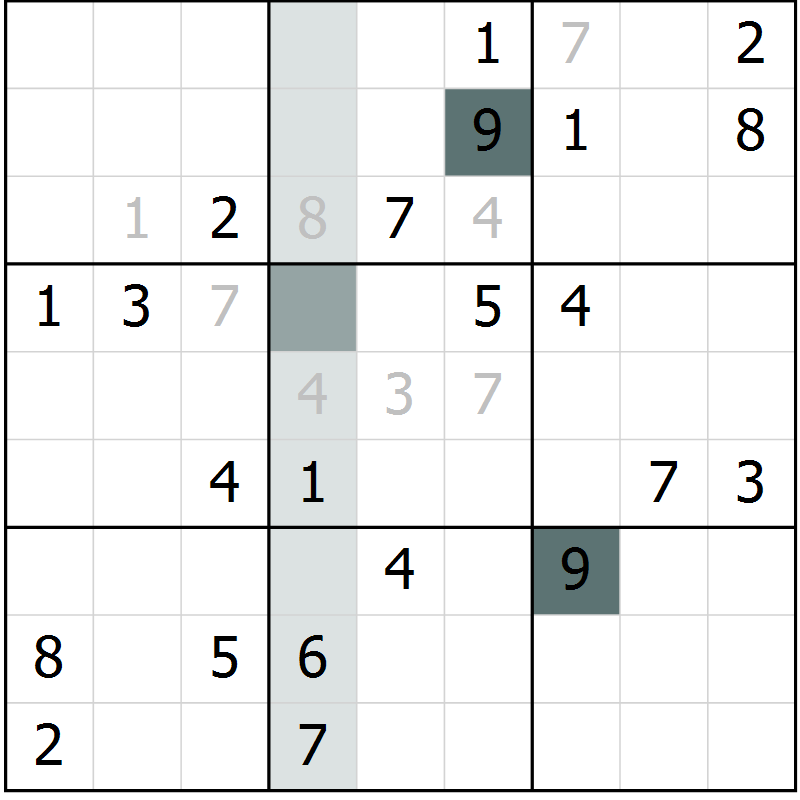 Position des candidats pour la solution de la Gr 24 page 27 du magazine de sudoku Extrême n° 042