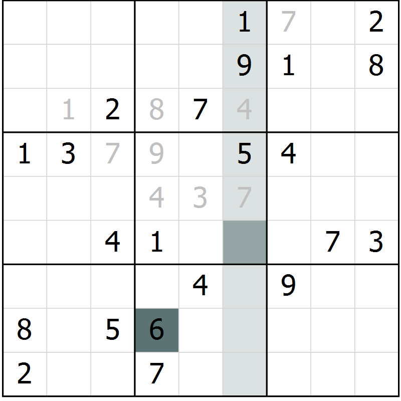 Position des candidats pour la solution de la Gr 24 page 27 du magazine de sudoku Extrême n° 042