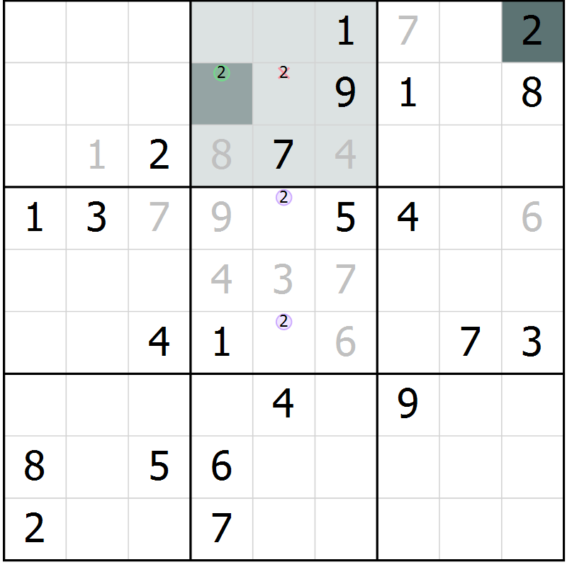 Position des candidats pour la solution de la Gr 24 page 27 du magazine de sudoku Extrême n° 042