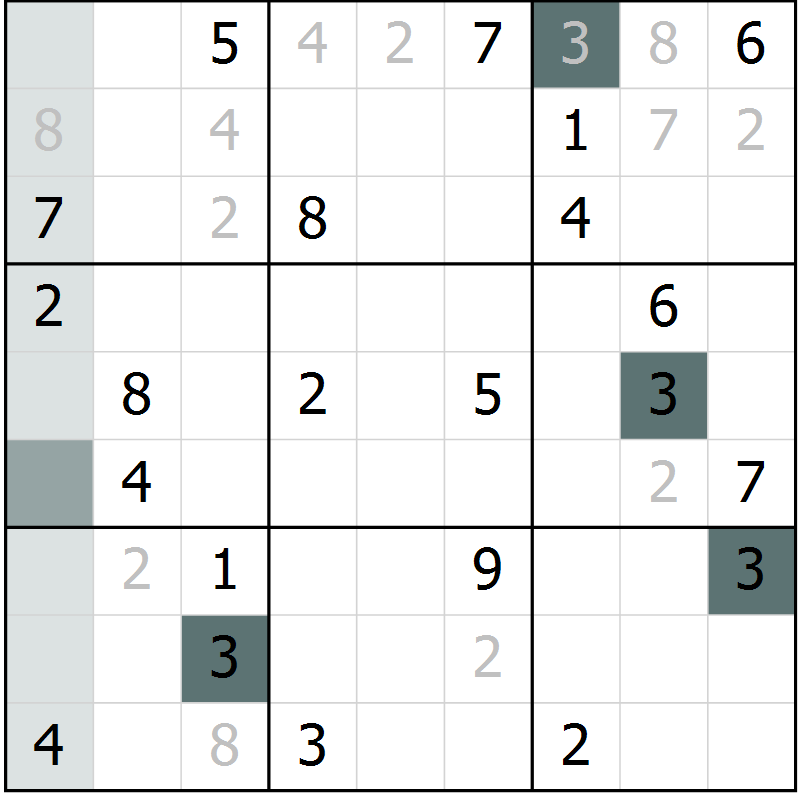 Position des candidats pour la solution de la Gr 26 page 29 du magazine de sudoku Extrême n° 042