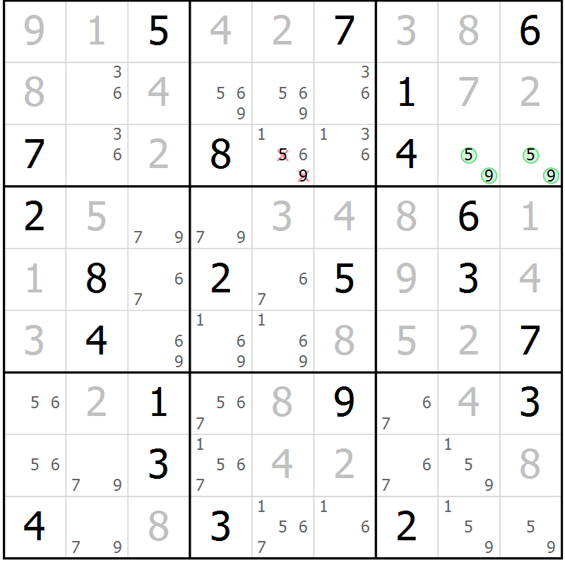 Position des candidats pour la solution de la Gr 26 page 29 du magazine de sudoku Extrême n° 042