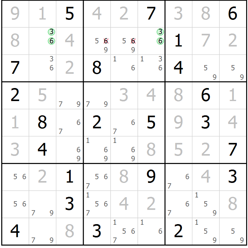 Position des candidats pour la solution de la Gr 26 page 29 du magazine de sudoku Extrême n° 042