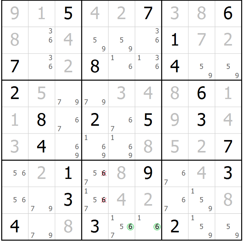 Position des candidats pour la solution de la Gr 26 page 29 du magazine de sudoku Extrême n° 042
