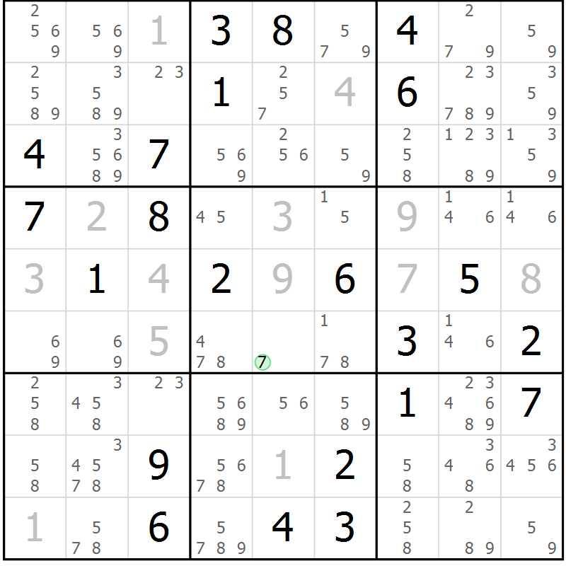 Position des candidats pour la solution de la Gr 27 page 30 du magazine de sudoku Extrême n° 042