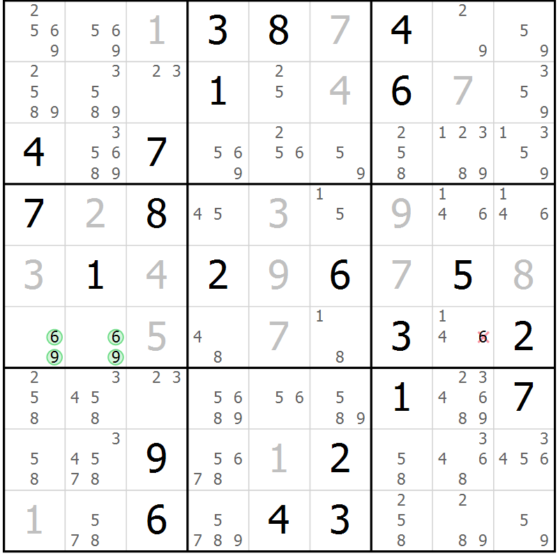 Position des candidats pour la solution de la Gr 27 page 30 du magazine de sudoku Extrême n° 042