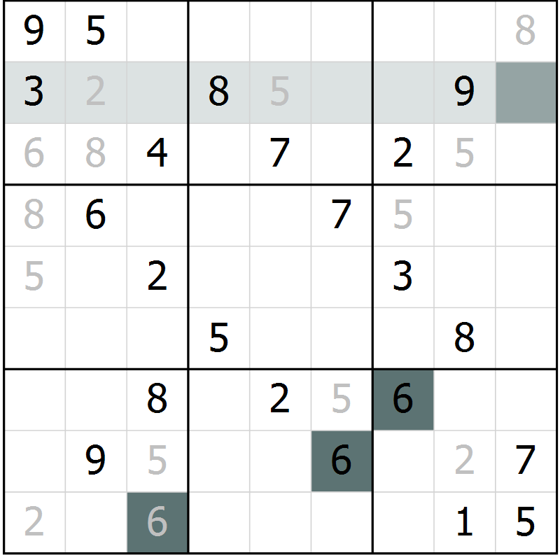 Position des candidats pour la solution de la Gr 28 page 31 du magazine de sudoku Extrême n° 042