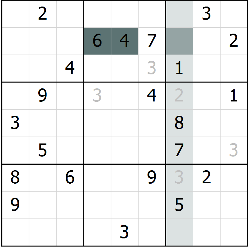 Position des candidats pour la solution de la Gr 29 page 32 du magazine de sudoku Extrême n° 042