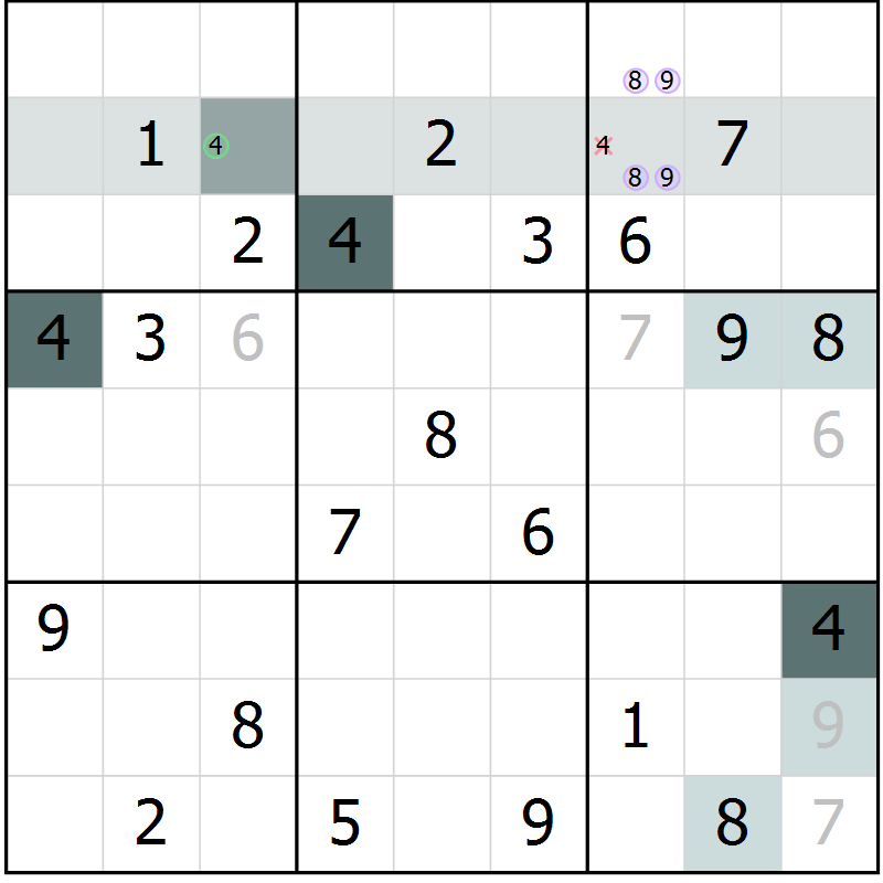Position des candidats pour la solution de la Gr 3 page 6 du magazine de sudoku Extrême n° 042