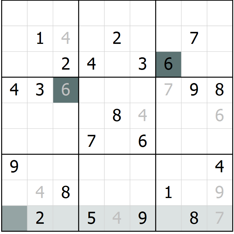 Position des candidats pour la solution de la Gr 3 page 6 du magazine de sudoku Extrême n° 042