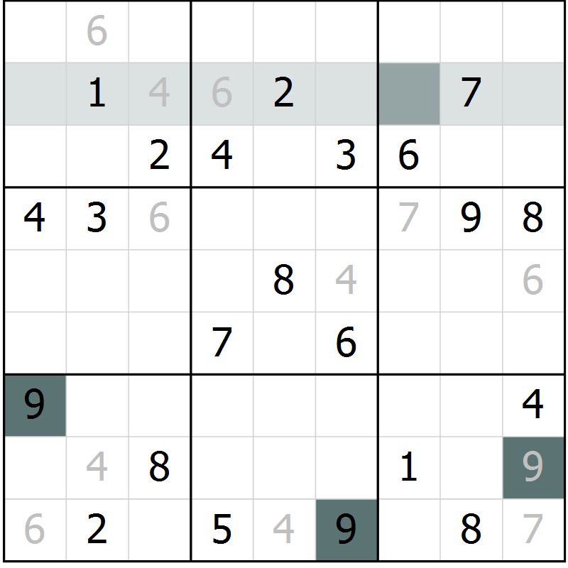 Position des candidats pour la solution de la Gr 3 page 6 du magazine de sudoku Extrême n° 042