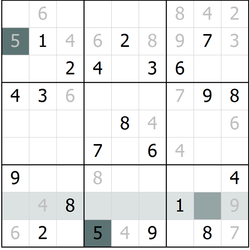 Position des candidats pour la solution de la Gr 3 page 6 du magazine de sudoku Extrême n° 042