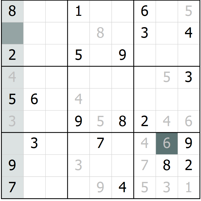 Position des candidats pour la solution de la Gr 30 page 33 du magazine de sudoku Extrême n° 042