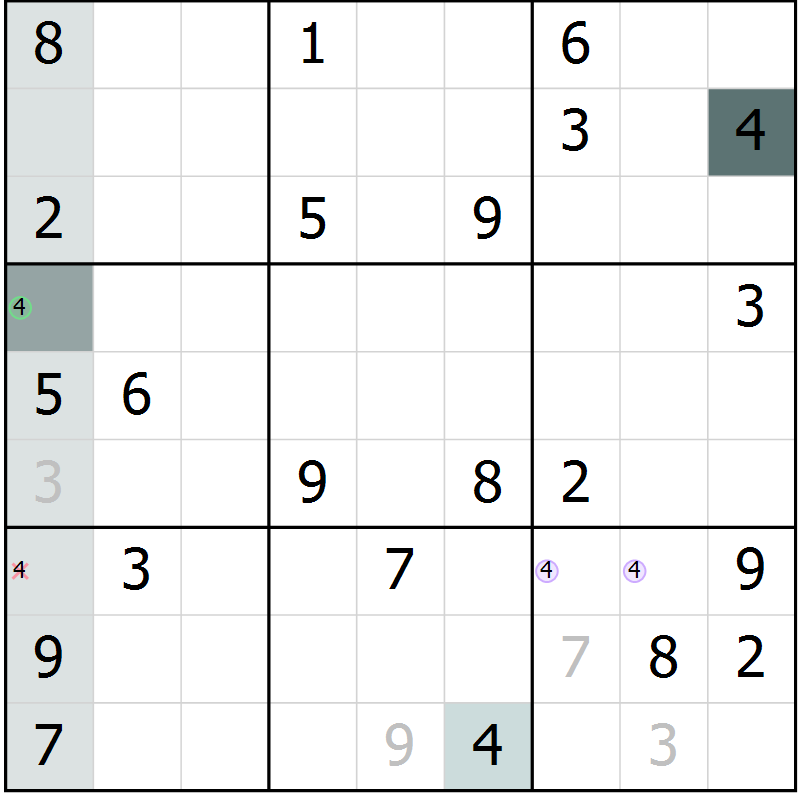 Position des candidats pour la solution de la Gr 30 page 33 du magazine de sudoku Extrême n° 042