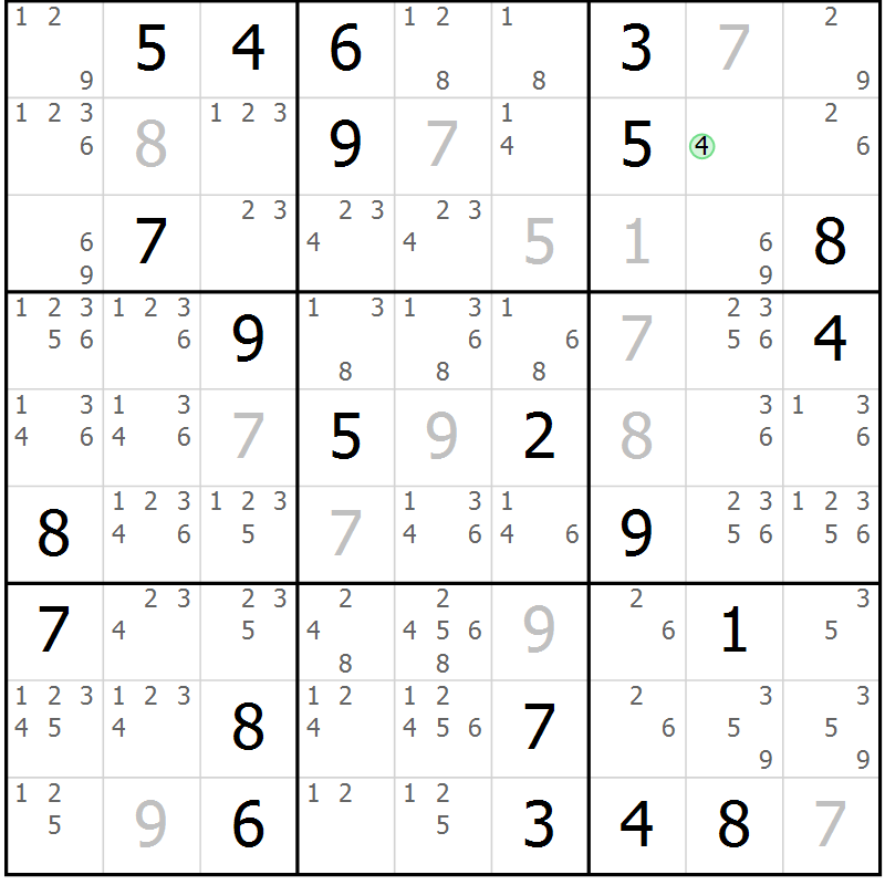 Position des candidats pour la solution de la Gr 32 page 35 du magazine de sudoku Extrême n° 042