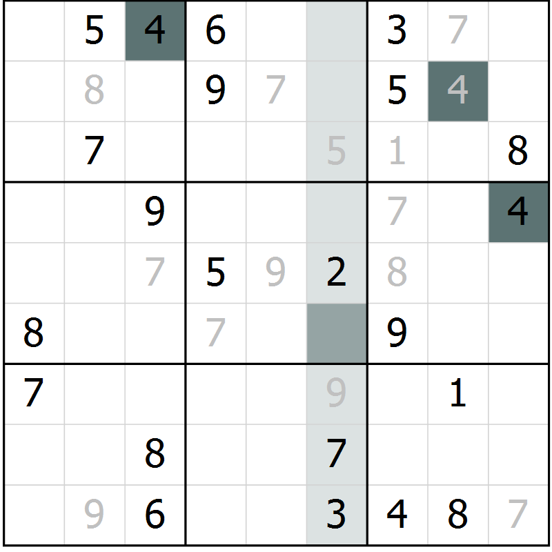 Position des candidats pour la solution de la Gr 32 page 35 du magazine de sudoku Extrême n° 042