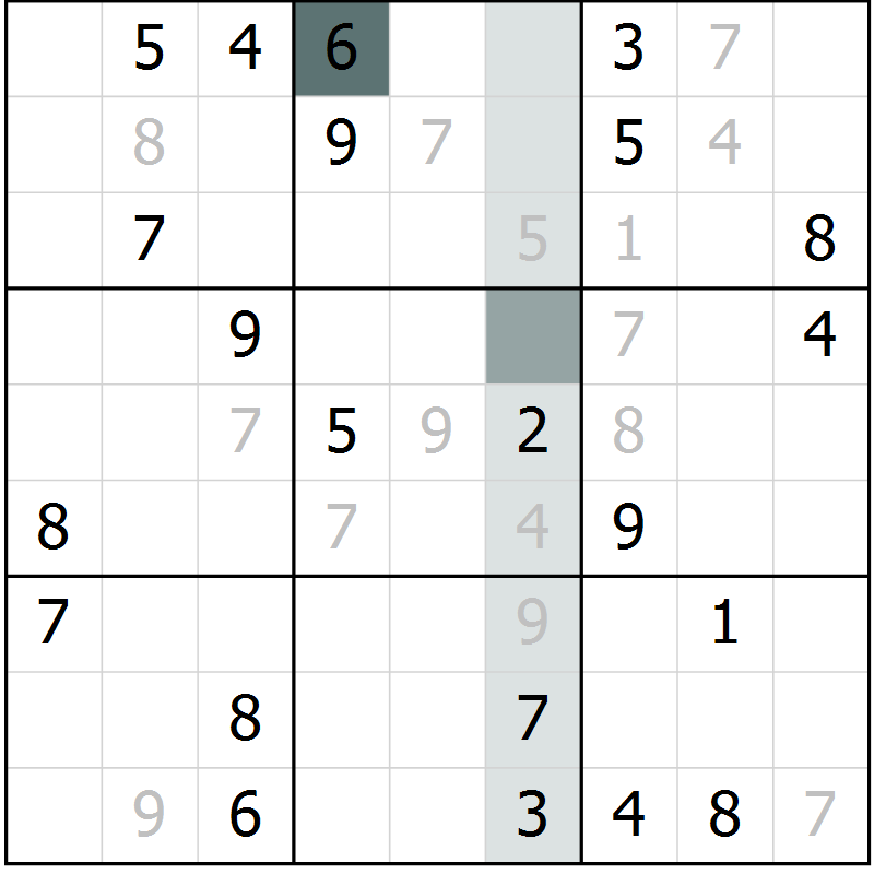 Position des candidats pour la solution de la Gr 32 page 35 du magazine de sudoku Extrême n° 042