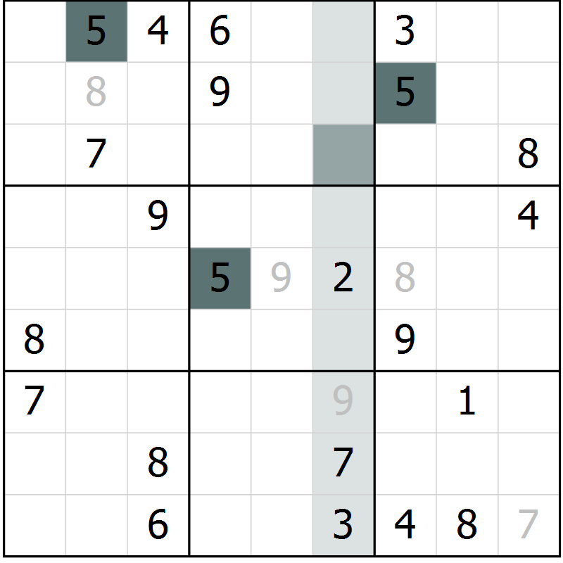 Position des candidats pour la solution de la Gr 32 page 35 du magazine de sudoku Extrême n° 042