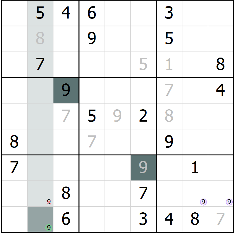 Position des candidats pour la solution de la Gr 32 page 35 du magazine de sudoku Extrême n° 042