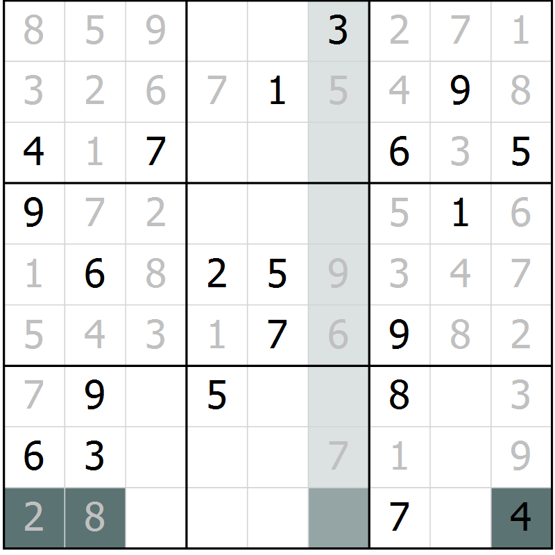 Position des candidats pour la solution de la Gr 33 page 36 du magazine de sudoku Extrême n° 042