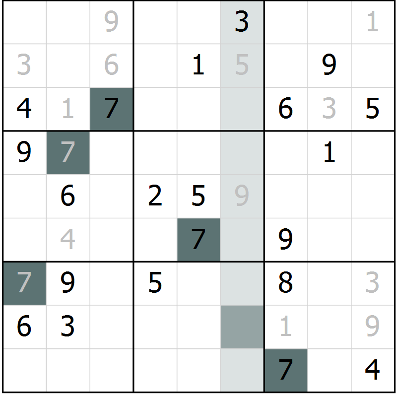 Position des candidats pour la solution de la Gr 33 page 36 du magazine de sudoku Extrême n° 042