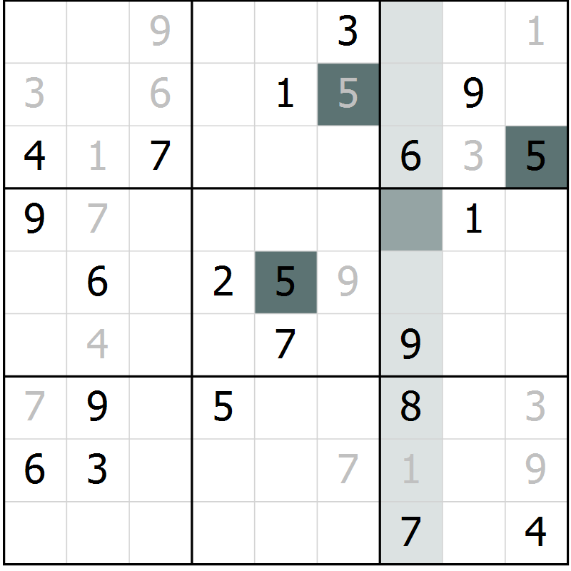 Position des candidats pour la solution de la Gr 33 page 36 du magazine de sudoku Extrême n° 042