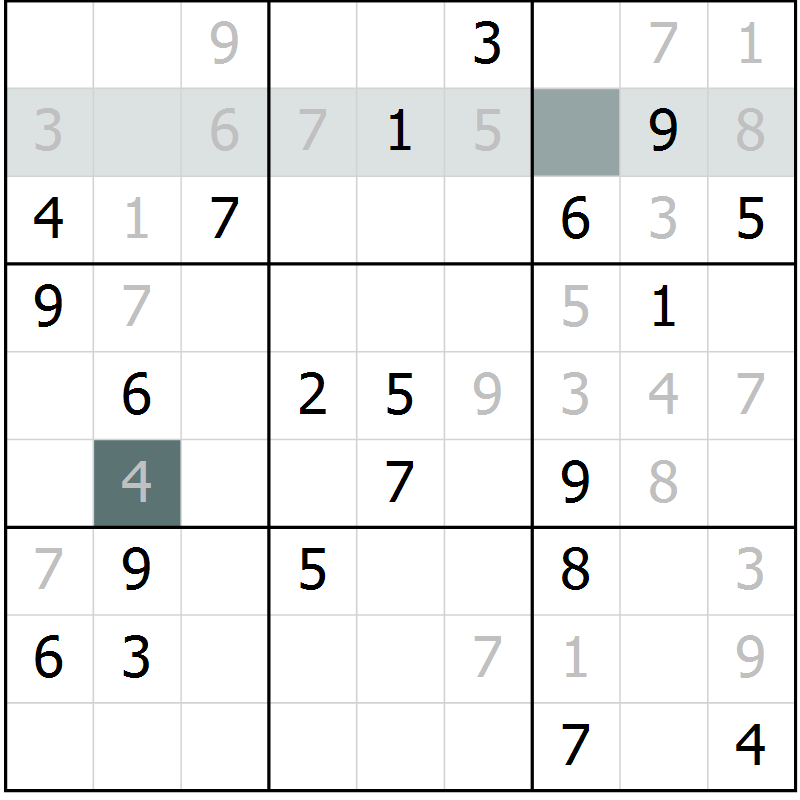 Position des candidats pour la solution de la Gr 33 page 36 du magazine de sudoku Extrême n° 042