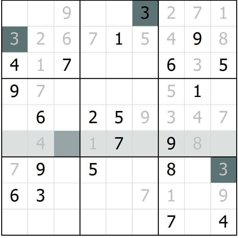 Position des candidats pour la solution de la Gr 33 page 36 du magazine de sudoku Extrême n° 042