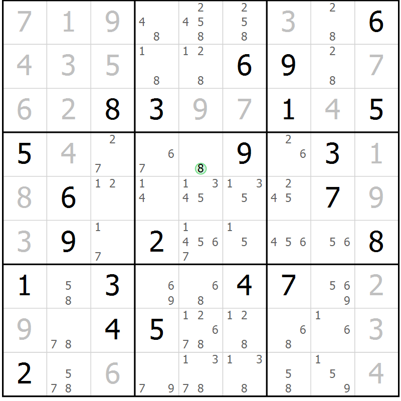 Position des candidats pour la solution de la Gr 35 page 38 du magazine de sudoku Extrême n° 042