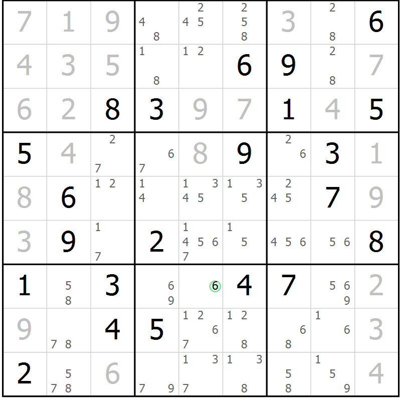 Position des candidats pour la solution de la Gr 35 page 38 du magazine de sudoku Extrême n° 042