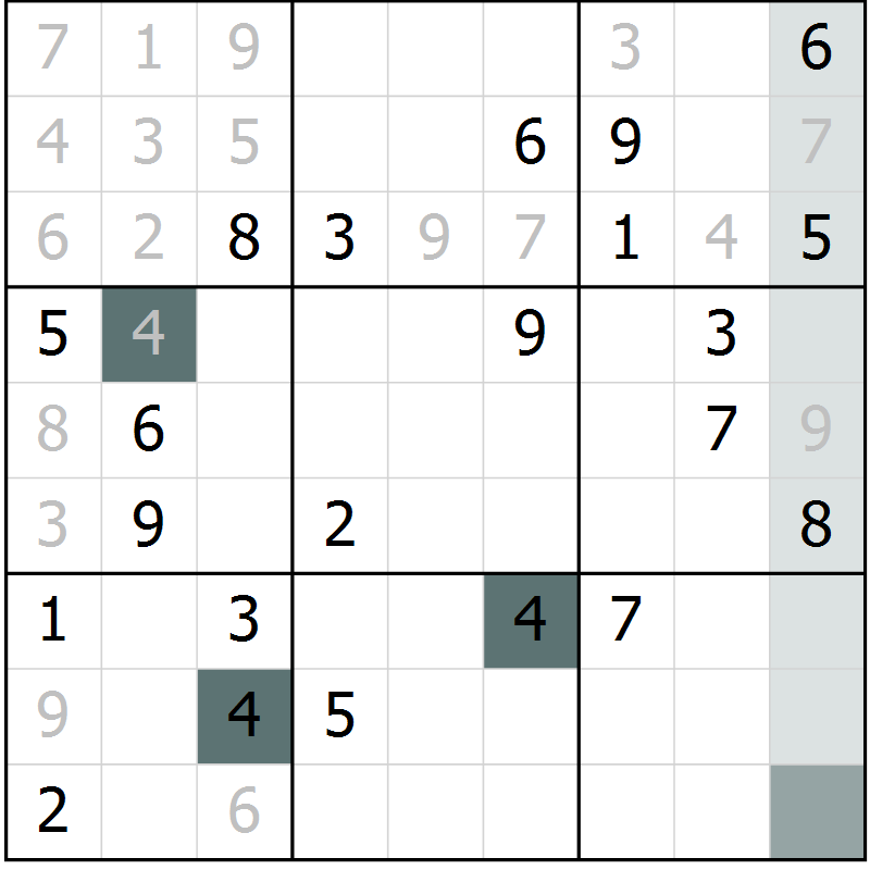 Position des candidats pour la solution de la Gr 35 page 38 du magazine de sudoku Extrême n° 042