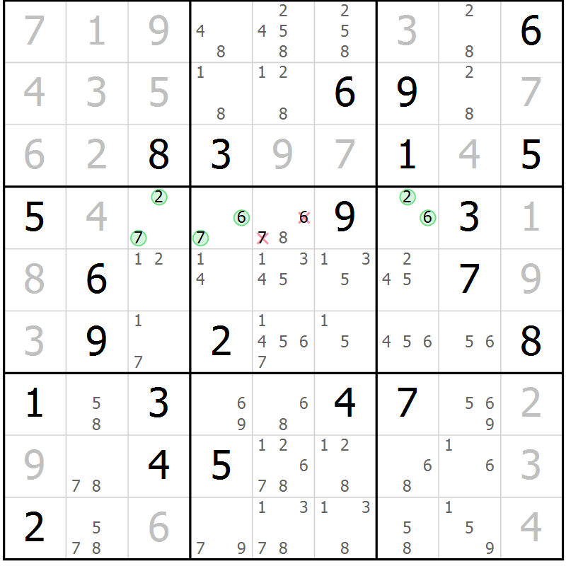 Position des candidats pour la solution de la Gr 35 page 38 du magazine de sudoku Extrême n° 042
