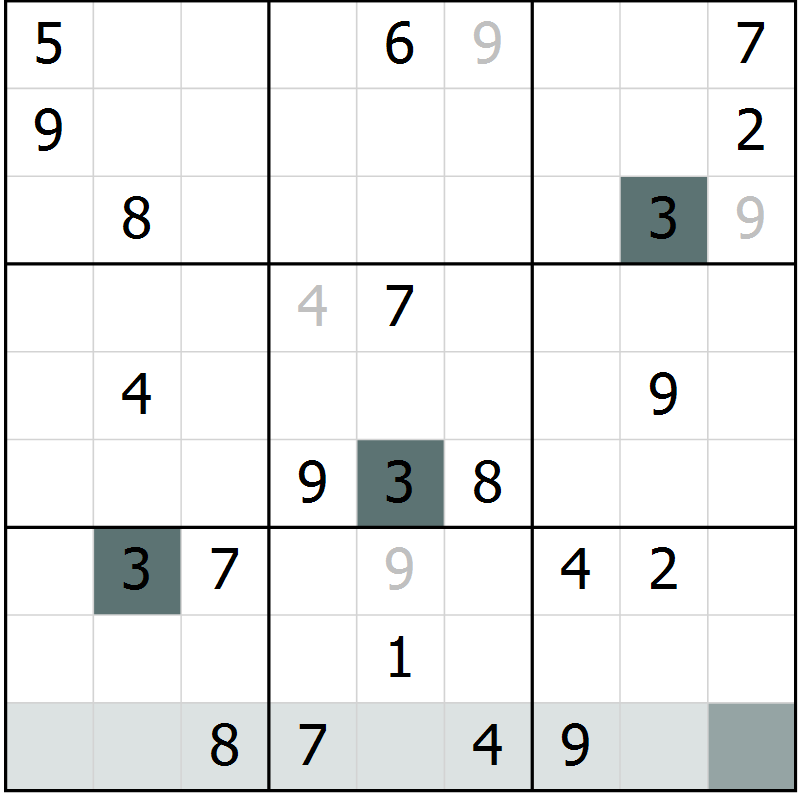 Position des candidats pour la solution de la Gr 36 page 39 du magazine de sudoku Extrême n° 042