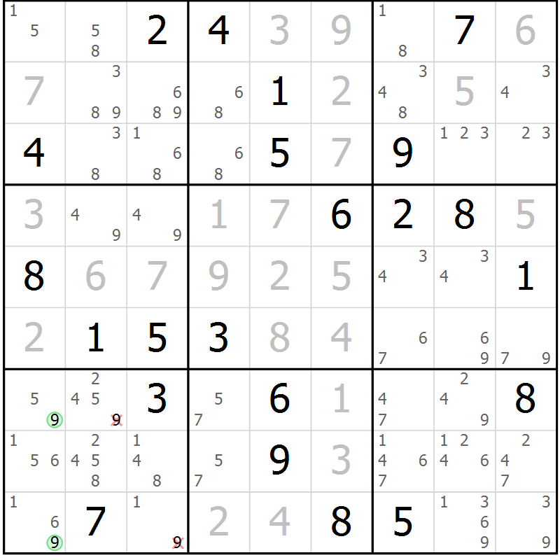 Position des candidats pour la solution de la Gr 37 page 40 du magazine de sudoku Extrême n° 042